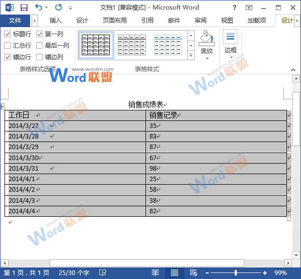 转换成表格效果