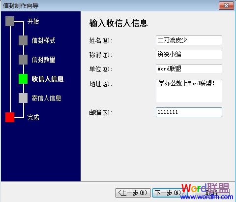 Word2010中通过向导一步一步制作信封